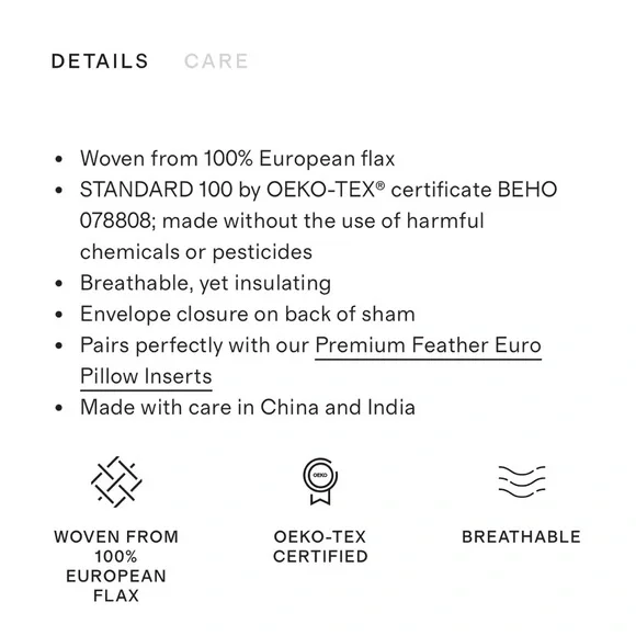 QUINCE European Linen Euro Shams Set Of 2 Willowleaf 3156 - Picture 2 of 10